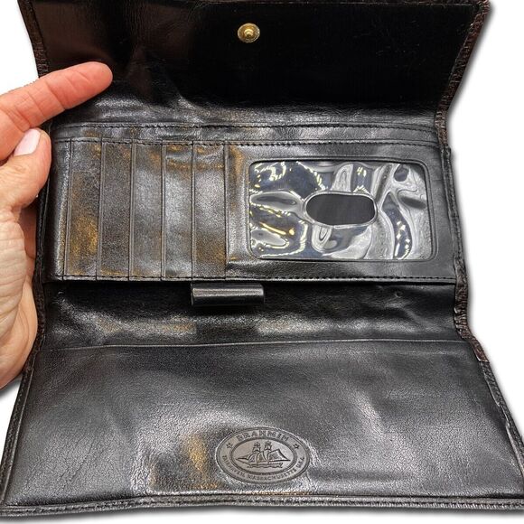 BRAHMIN | Tuscan Checkbook Clutch |  Brown/Black Croc Texture | NWOT - Picture 3 of 5